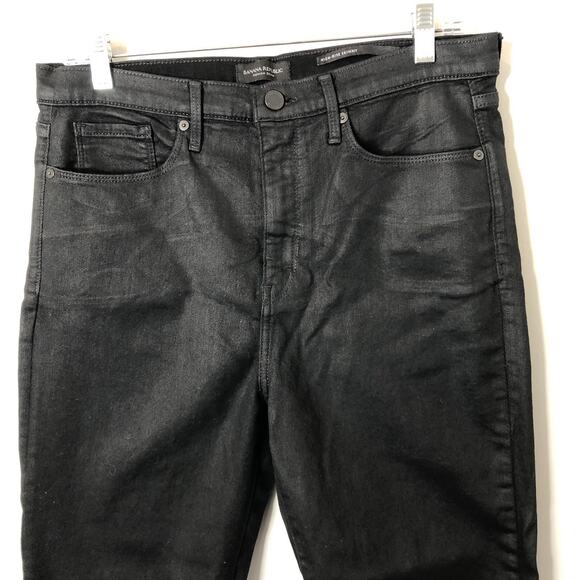 Banana Republic Women's High-Rise Skinny Coated Denim Jeans in Black Size 31 - Picture 2 of 10